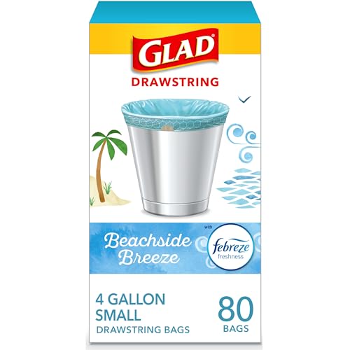 Glad Odorshield 4 Gal Trash Bags, Febreze Scent, 80 Ct