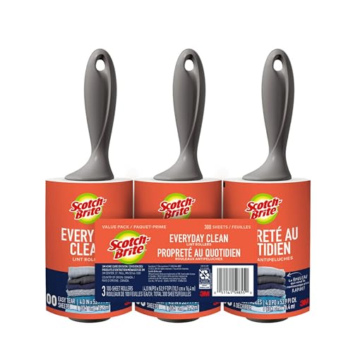 Scotch-Brite Lint Roller 3-Pack, 300 Sheets for Pet Hair