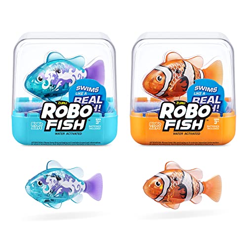 ZURU Robo Alive Robotic Fish, Teal & Orange, 2-Pack