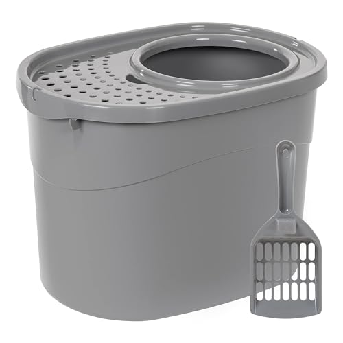 Amazon Basics Grey Large Top Entry Cat Litter Box
