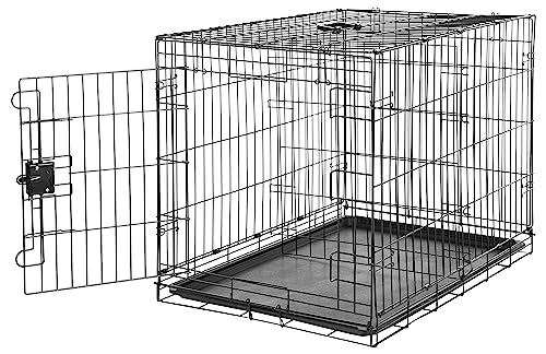 Amazon Basics Portable Metal Dog Crate, 36″, Black