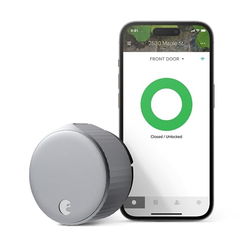 Silver Wi-Fi Smart Keyless Door Lock, Fits Existing Deadbolt
