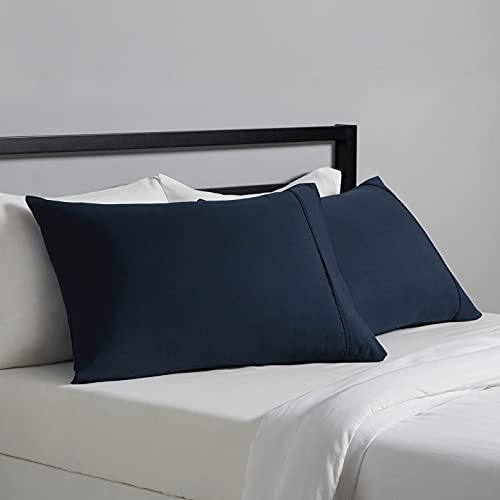 Amazon Basics Navy Blue Pillowcases, Set of 2, Microfiber