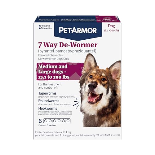 PetArmor 7 Way De-Wormer for Large Dogs, 6 Chewables