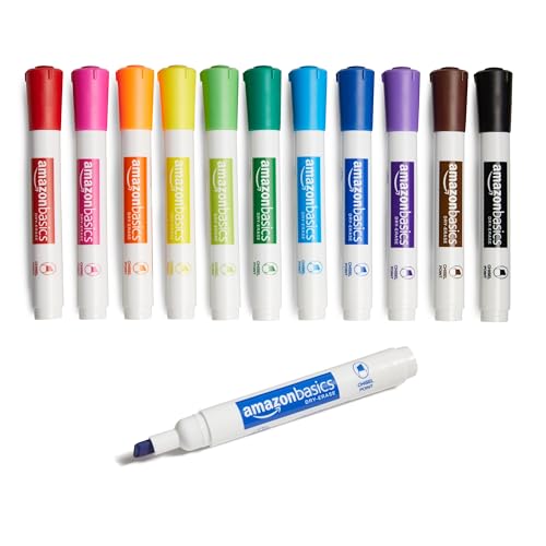 Amazon Basics Chisel Tip Dry Erase Markers, 12-Pack