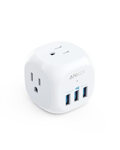 Anker 321 USB-C Outlet Extender, 3 Outlets & 20W Charging
