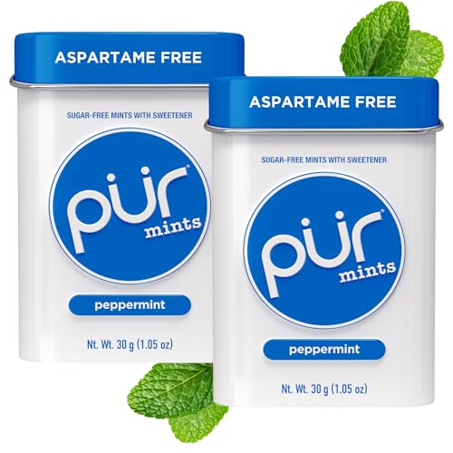 PUR Aspartame-Free Peppermint Mints, Sugar-Free, Pack of 2
