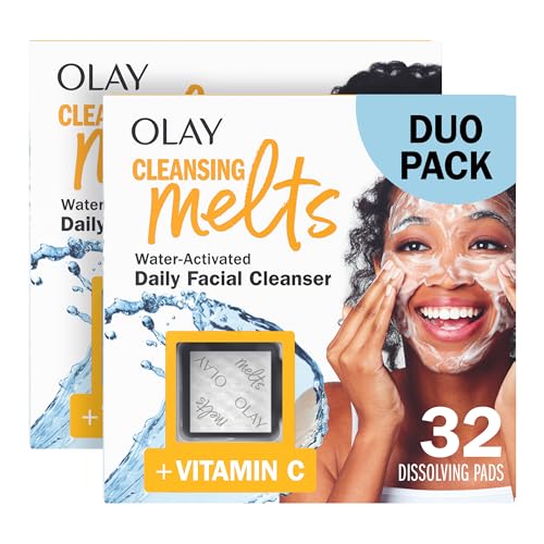 Olay Vitamin C Cleansing Melts, 64ct, Water-Activated Face Wash