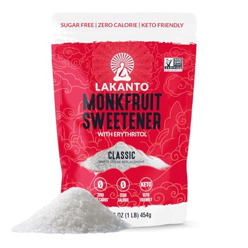 Lakanto Monk Fruit Sweetener – Keto, Gluten-Free, Non-GMO, 1 LB