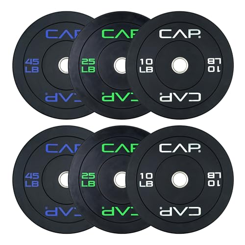 CAP Barbell 160 lb Olympic Bumper Plate Set, Black