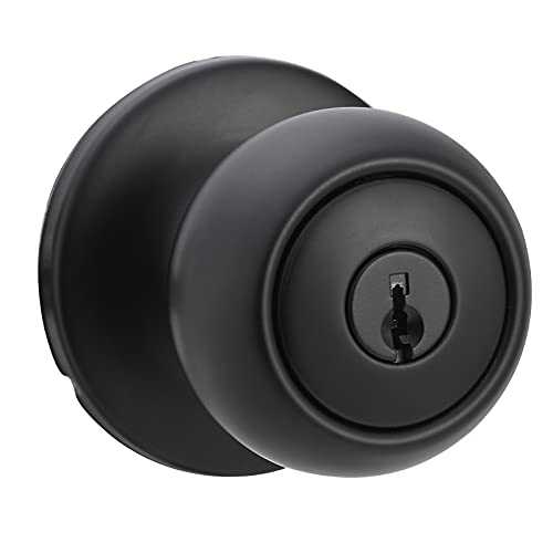 Amazon Basics Matte Black Door Knob with Lock