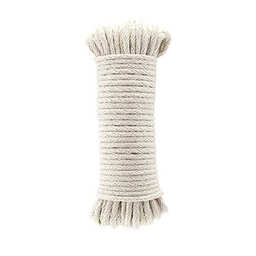 Amazon Basics Braided Cotton Rope, 3/16″ x 50′, Off White
