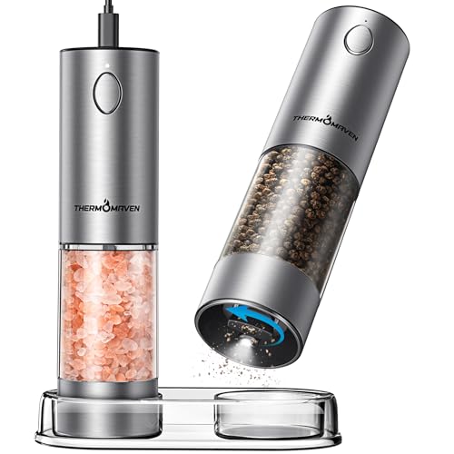 ThermoMaven Electric Salt & Pepper Grinder Set, Rechargeable, 6 Coarseness Settings