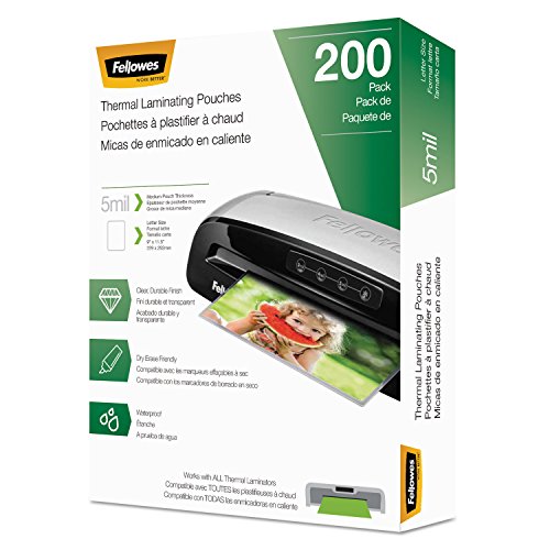 Fellowes Clear 5mil Letter Laminating Pouches, 200 Pack