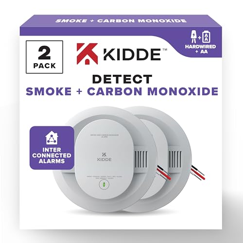 Kidde Hardwired Smoke & CO Detector, Battery Backup, 2 Pack