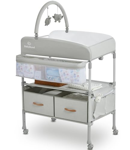 BabyBond Portable Baby Changing Table with Storage, Foldable & Waterproof