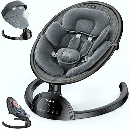BabyBond Bluetooth Baby Swing, 5 Speeds, Remote, Black