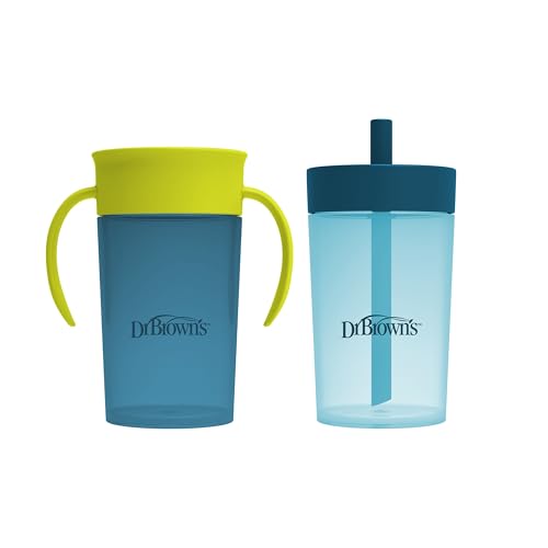 Dr. Brown’s Toddler Training Cup Set, Blue Green, 2 Pack