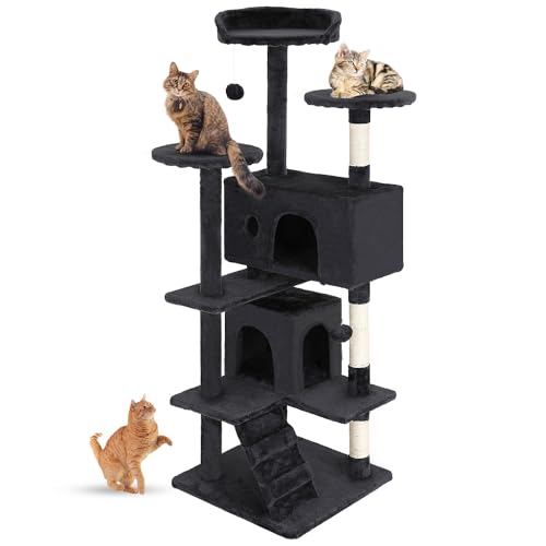 FDW 54″ Multi-Level Cat Tree Tower, Dark Gray