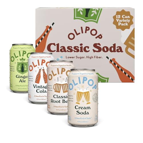 OLIPOP Prebiotic Soda Variety, Gluten Free, Vegan, 12 Cans
