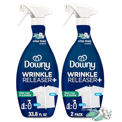 Downy Wrinkle Releaser Spray, Crisp Linen, 33.8oz, 2-Pack