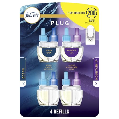 Febreze Ocean & Mountain Scent Plug-In Refills, 4 Pack