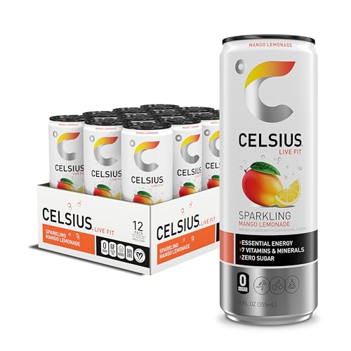 CELSIUS Sparkling Mango Lemonade Energy Drink, 12oz (12 Pack)