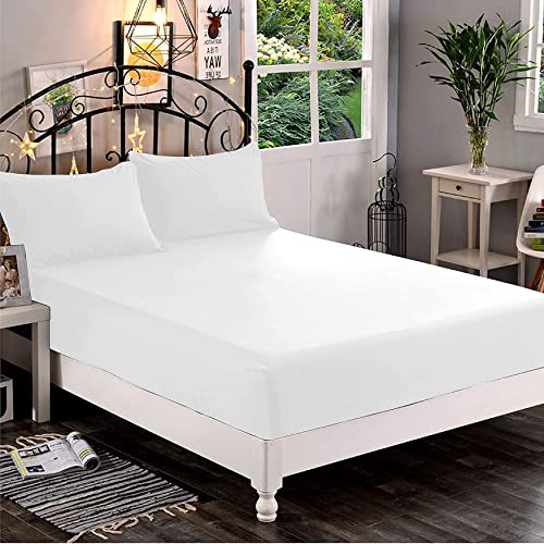 Luxury 1500 Thread Count Queen Fitted Sheet, Deep Pocket, White