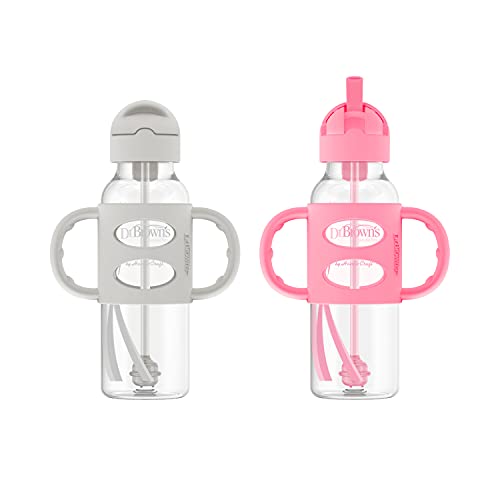 Dr. Brown’s Spill-Proof Sippy Bottle, 8 oz, Gray & Pink