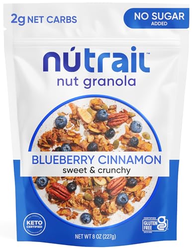 NuTrail Blueberry Cinnamon Keto Granola, No Sugar, 8 oz.