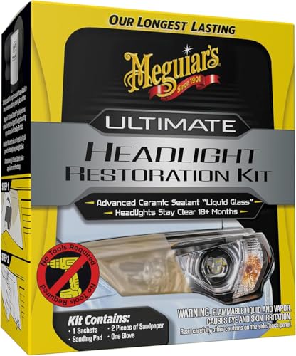 Meguiar’s Ultimate Headlight Restoration Kit – Removes Yellowing & Seals