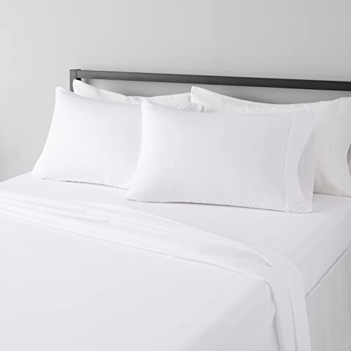 Amazon Basics King Soft Microfiber 4-Piece Sheet Set, White