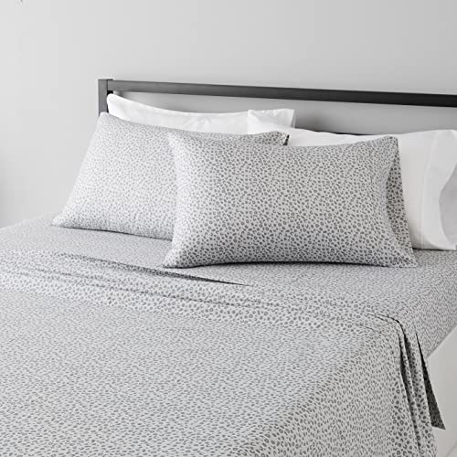 Amazon Basics 4-Piece Gray Cheetah Queen Bed Sheet Set