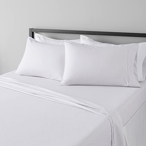 Amazon Basics Gray Crosshatch Queen 4-Piece Microfiber Sheet Set