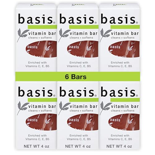 Basis Vitamin Bar Soap – Pack of 6, 4 Oz, for All Skin Types