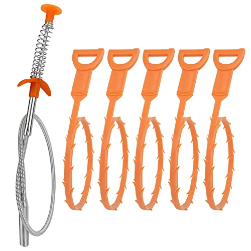 Amazon Basics Drain Clog Remover Tool, 6-Pack Snakes