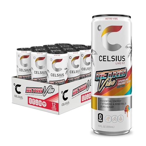 CELSIUS RETRO VIBE™ Sparkling Sherbet Energy Drink, Sugar Free, 12-pack