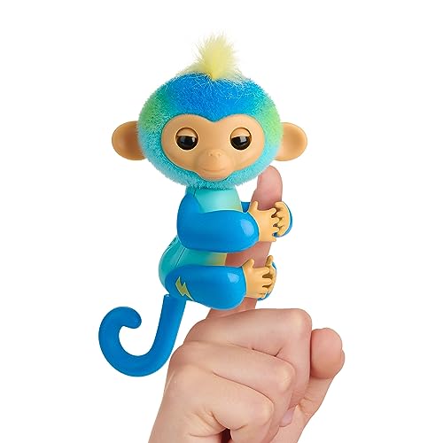 2023 Fingerlings Interactive Baby Monkey, 70+ Sounds, Leo (Blue)