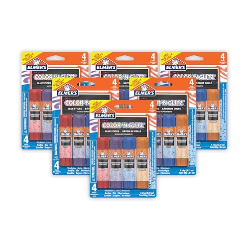 Elmer’s Washable Color ‘n Glitz Glue Sticks, 24 Count