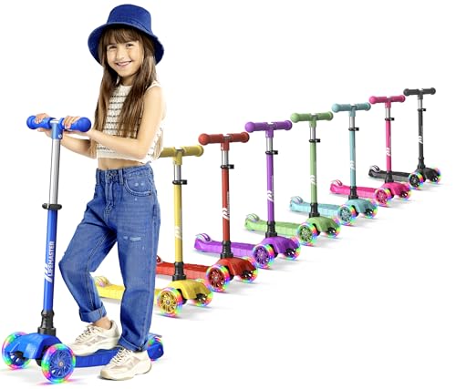 Lifemaster Kids 3-Wheel Scooter, LED Wheels, Adjustable Handlebar – Blue