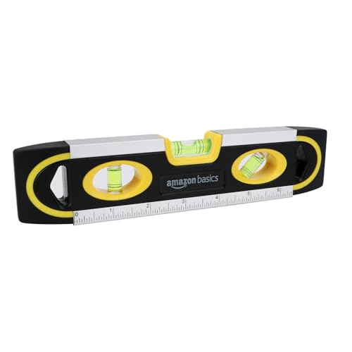 Amazon Basics 9″ Magnetic Torpedo Level, 3 Bubbles, Black