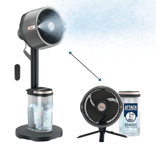Shark FlexBreeze Pro Mist Fan, Indoor/Outdoor, Corded/Cordless, Charcoal Grey