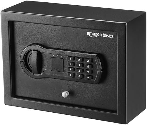 Amazon Basics Small Desk Drawer Safe with Keypad, Black