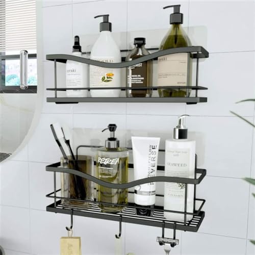 KINCMAX Matte Black Rustproof Shower Caddy with Hooks