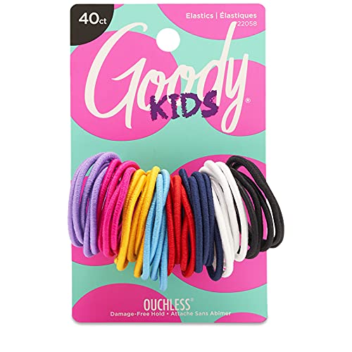 Goody Kids Ouchless Elastic Hair Ties, 40 Ct, Assorted Colors