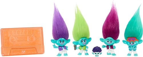 Mattel Trolls BroZone Set: 5 Dolls & Cassette Stand