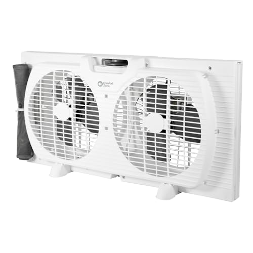 Comfort Zone 9″ 3-Speed Dual Window Fan with Expanders