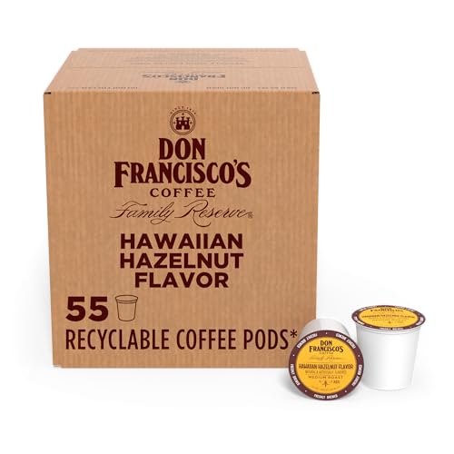 Don Francisco’s Hawaiian Hazelnut Coffee, 55 Pods, Coconut Flavor