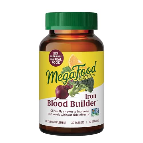 MegaFood Blood Builder Vegan Iron Supplement with Vitamins, 30 Tablets