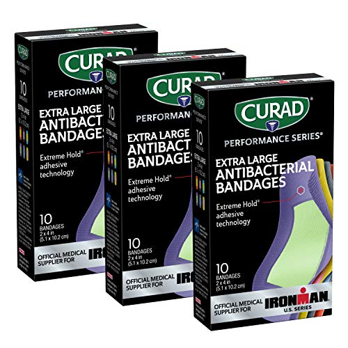 CURAD IRONMAN Antibacterial XL Bandages, Extreme Hold, 3-Pack